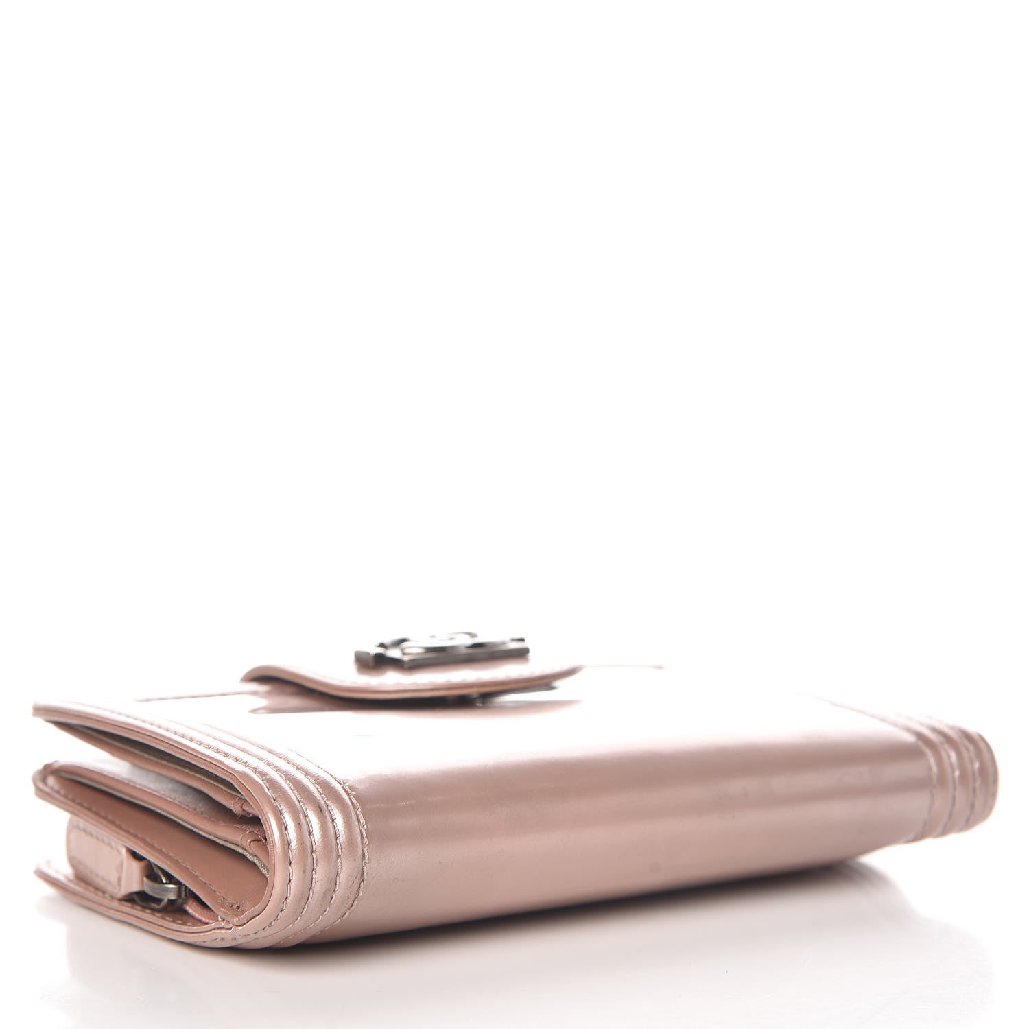 Chanel Metallic Glazed Calfskin Boy Zipped Pocket Wallet Pink 4 of 14