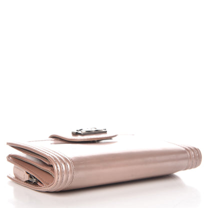 Chanel Metallic Glazed Calfskin Boy Zipped Pocket Wallet Pink 4 of 14