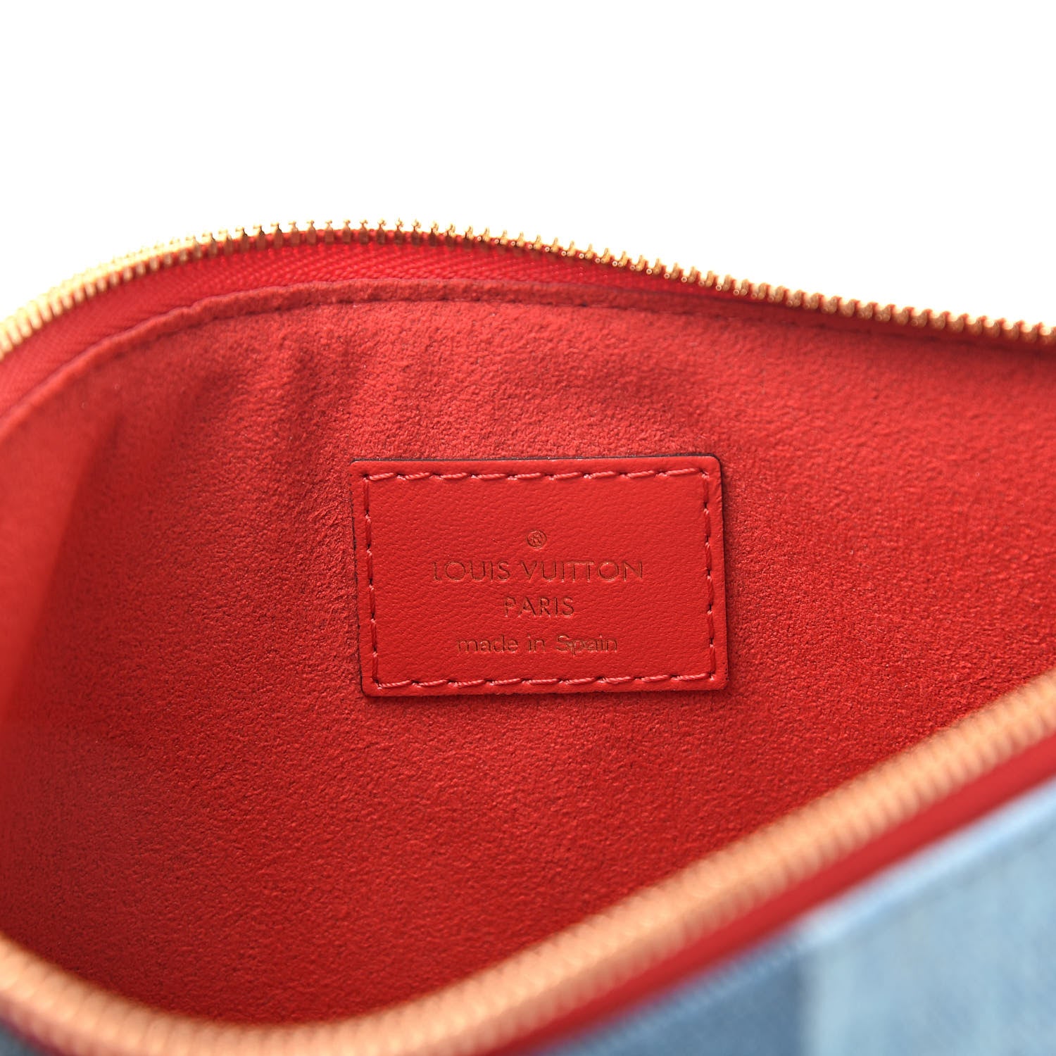 Louis Vuitton Denim Monogram Patchwork City Pouch Blue Rouge 6 of 7