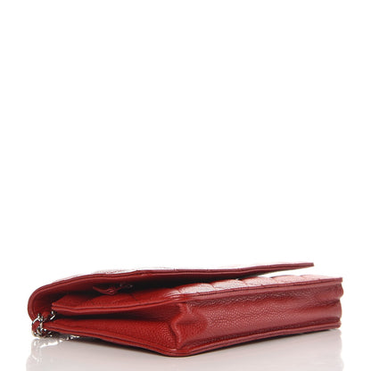 Chanel Caviar Quilted Wallet On Chain WOC Dark Red 4 of 9