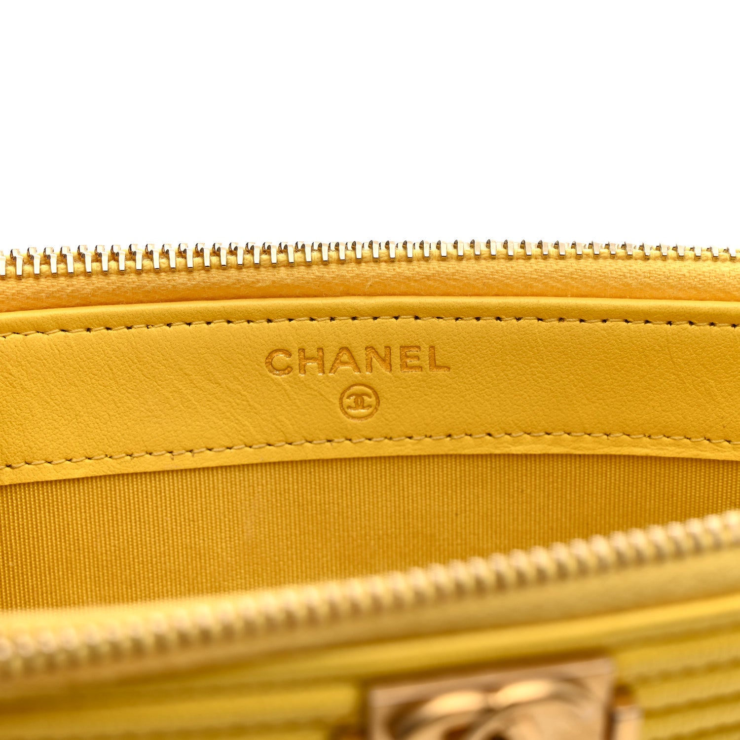 Chanel Caviar Quilted Small Boy Clutch With Chain Yellow 8 of 17