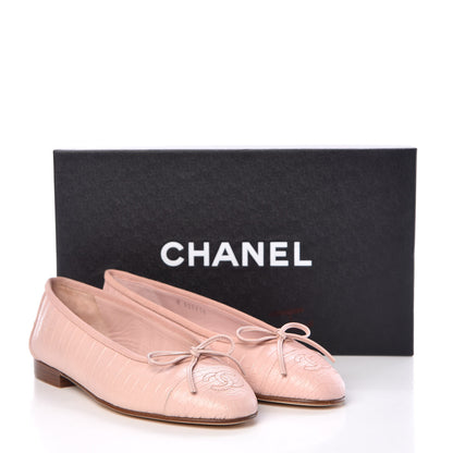 Chanel Alligator CC Cap Toe Ballerina Flats 35 Light Pink 12 of 12