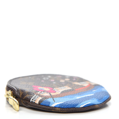 Louis Vuitton Monogram 2019 Christmas Animation Round Coin Purse Blue 4 of 7