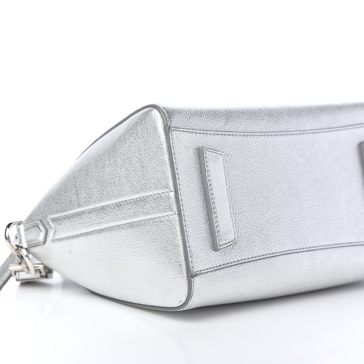 Metallic Sugar Goatskin Small Antigona Silver