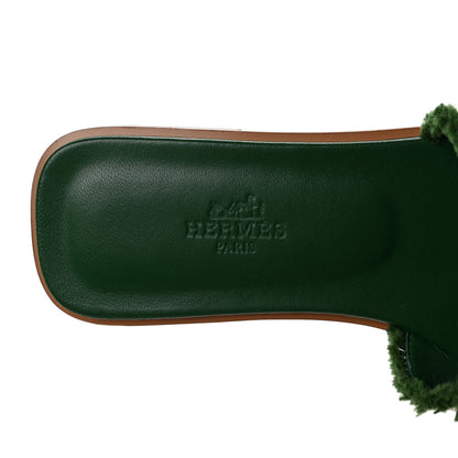 Hermes Toile H Oran Fringe Sandals 36 Vert 8 of 9