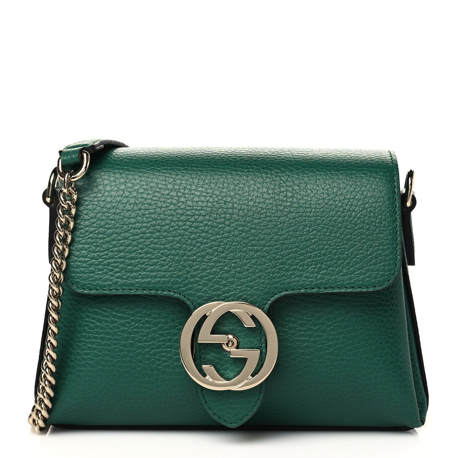 Gucci Dollar Calfskin Interlocking G Crossbody Bag Emerald 1 of 10