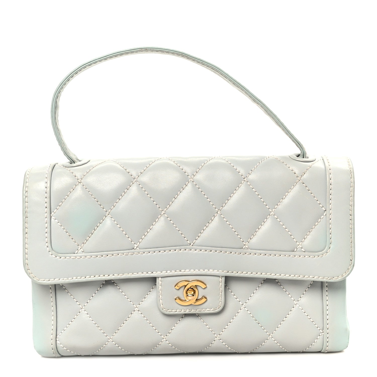Chanel Calfskin Quilted Wild Stitch Large Flap Light Blue 1 of 11