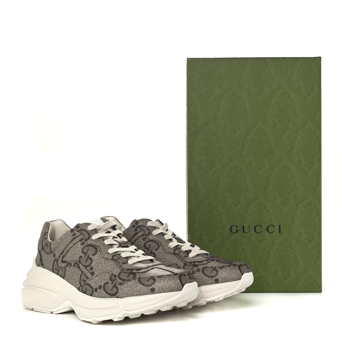 Maxi GG Supreme Monogram Gucci 100 Womens Rhyton Sneakers 39 Beige Ebony
