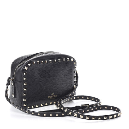 Valentino Garavani Pebbled Calfskin Rockstud Camera Crossbody Bag Black 3 of 9