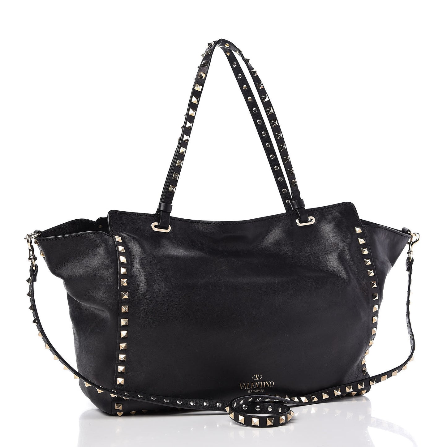 Vitello Medium Rockstud Tote Black