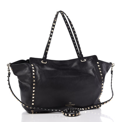 Valentino Garavani Vitello Medium Rockstud Tote Black 3 of 9