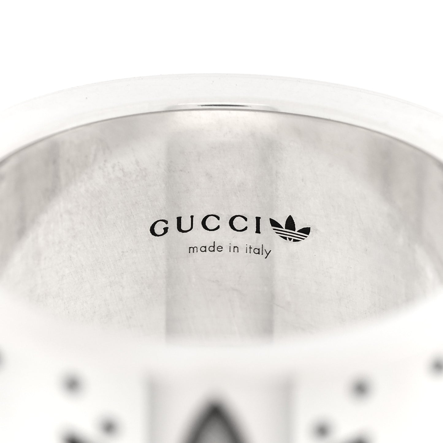 X ADIDAS Sterling Silver Wide Trefoil GG Monogram Band Ring 49 4.75