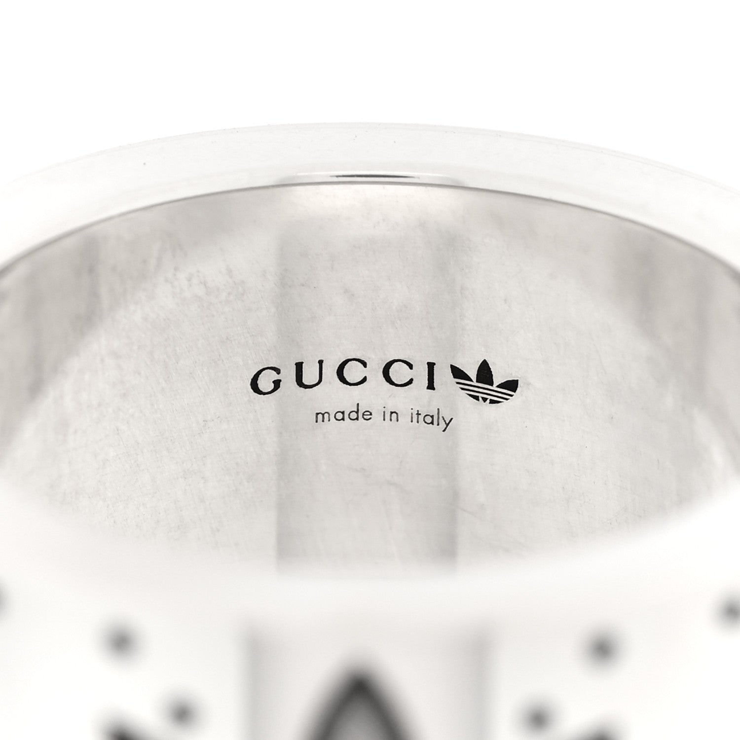 Gucci X ADIDAS Sterling Silver Wide Trefoil GG Monogram Band Ring 49 4.75 4 of 5