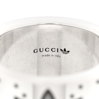 Gucci X ADIDAS Sterling Silver Wide Trefoil GG Monogram Band Ring 49 4.75 4 of 5