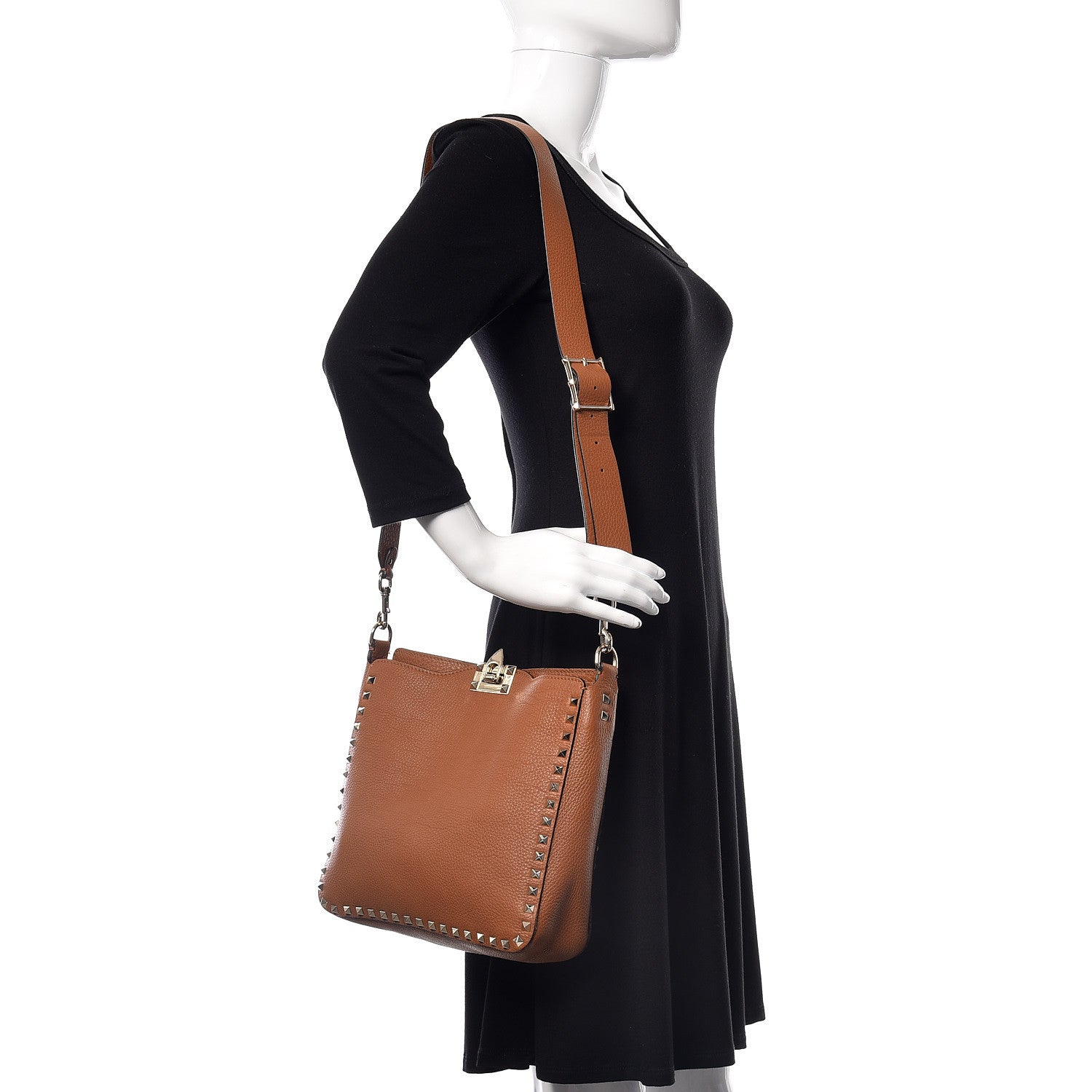 Valentino Garavani Pebbled Calfskin Small Rockstud Flip-Lock Messenger Bag Light Cuir 2 of 10