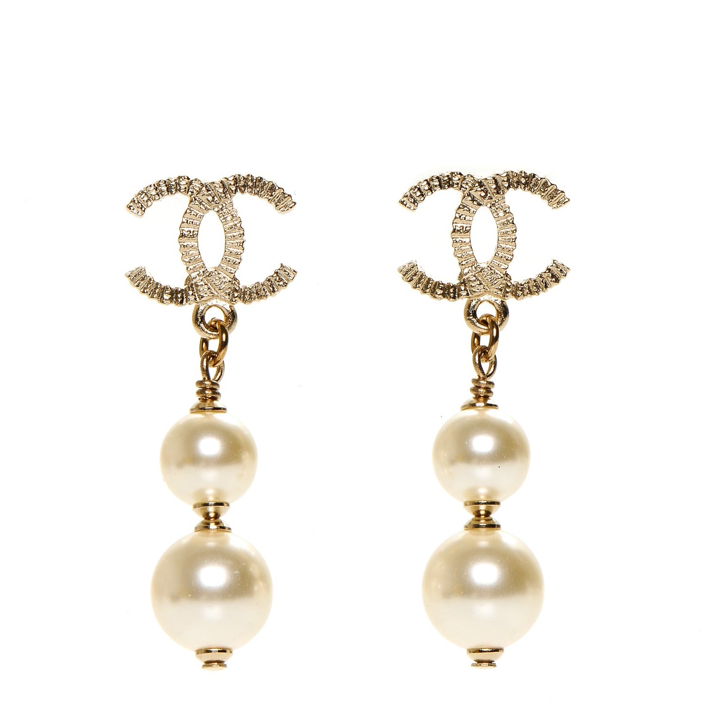 CC Pearl Drop Earrings Gold