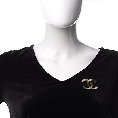 Chanel Matte Jackson Pollock Splattered Paint CC Brooch Gold Black 2 of 4