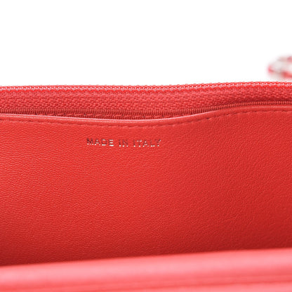 Chanel Grained Calfskin Quilted CC Box Wallet On Chain WOC Red 7 of 9