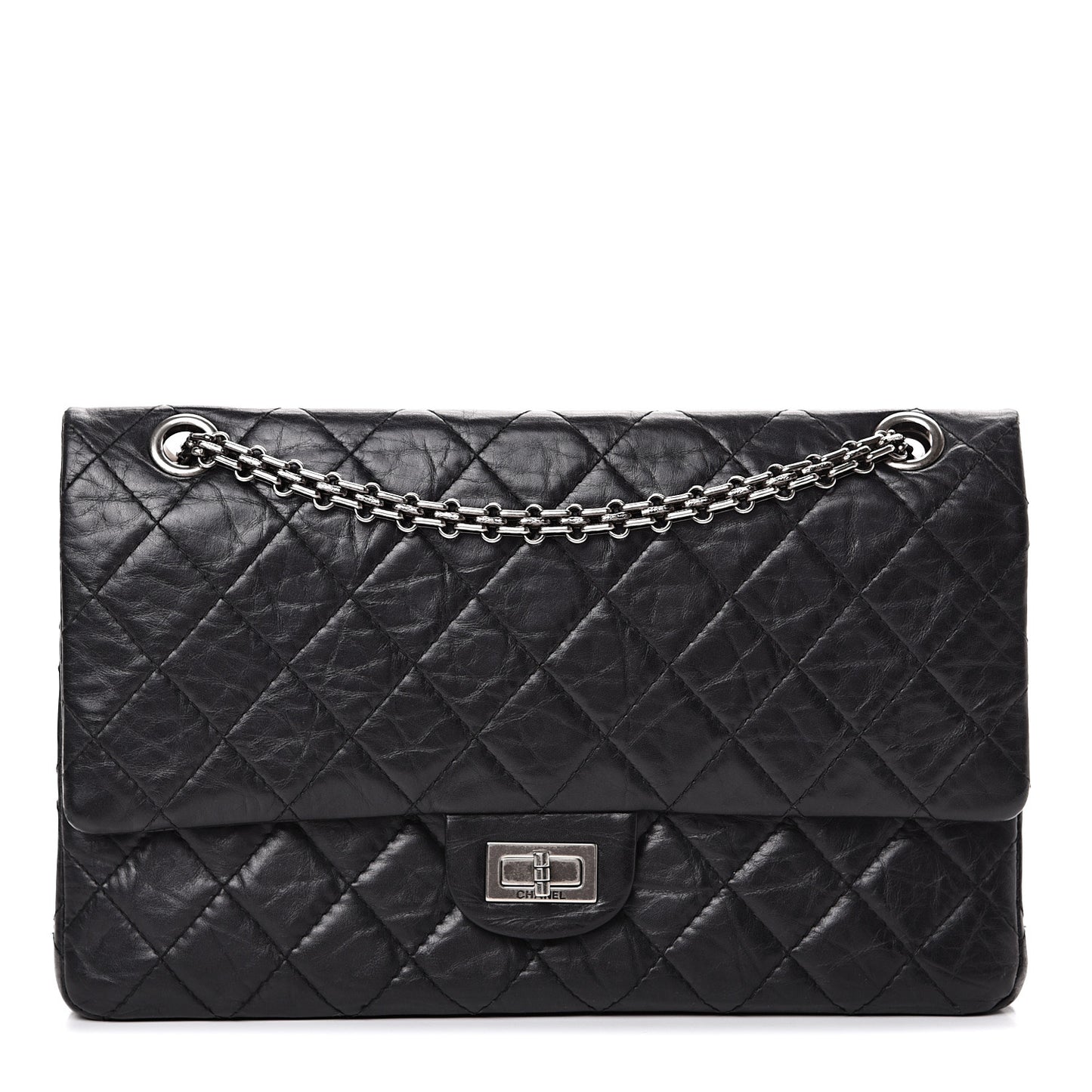 Aged Calfskin Quilted 2.55 Reissue 226 Flap Black