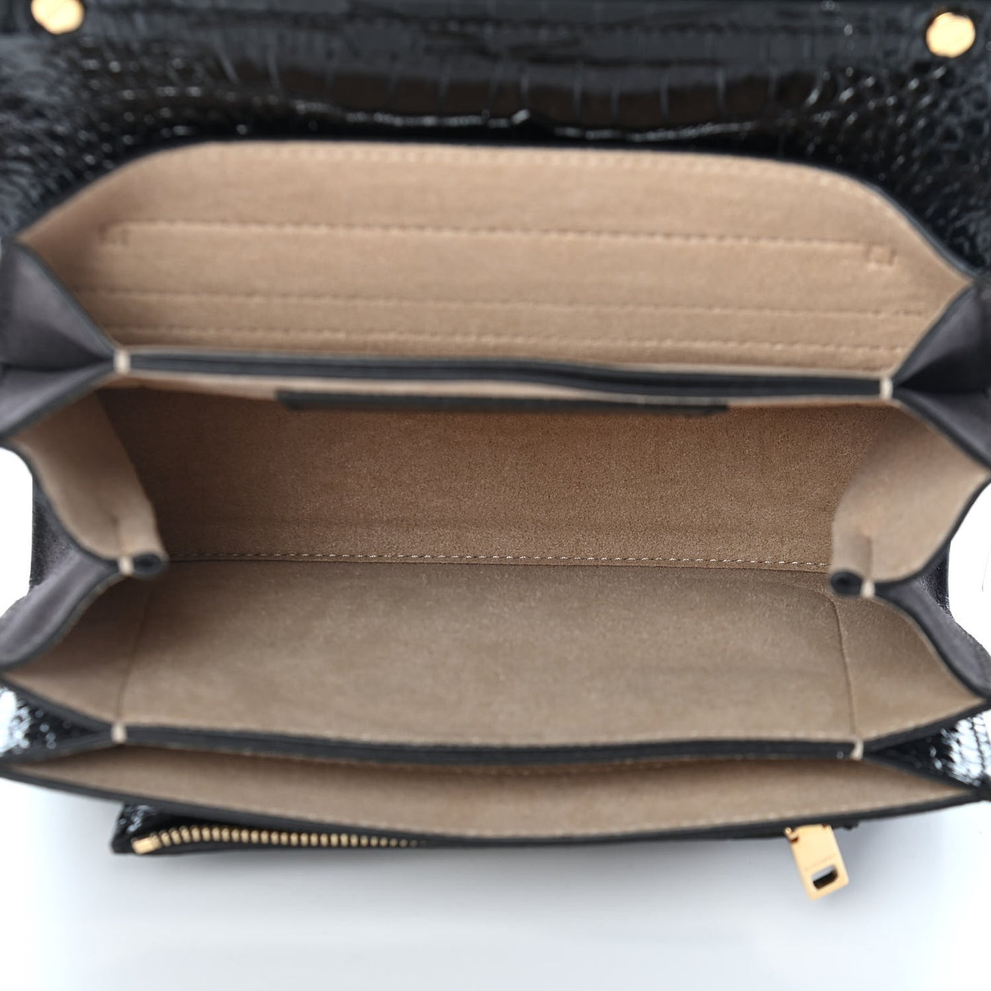 Calfskin Crocodile Embossed Suede Small GV3 Shoulder Bag Black