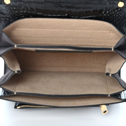Givenchy Calfskin Crocodile Embossed Suede Small GV3 Shoulder Bag Black 5 of 8