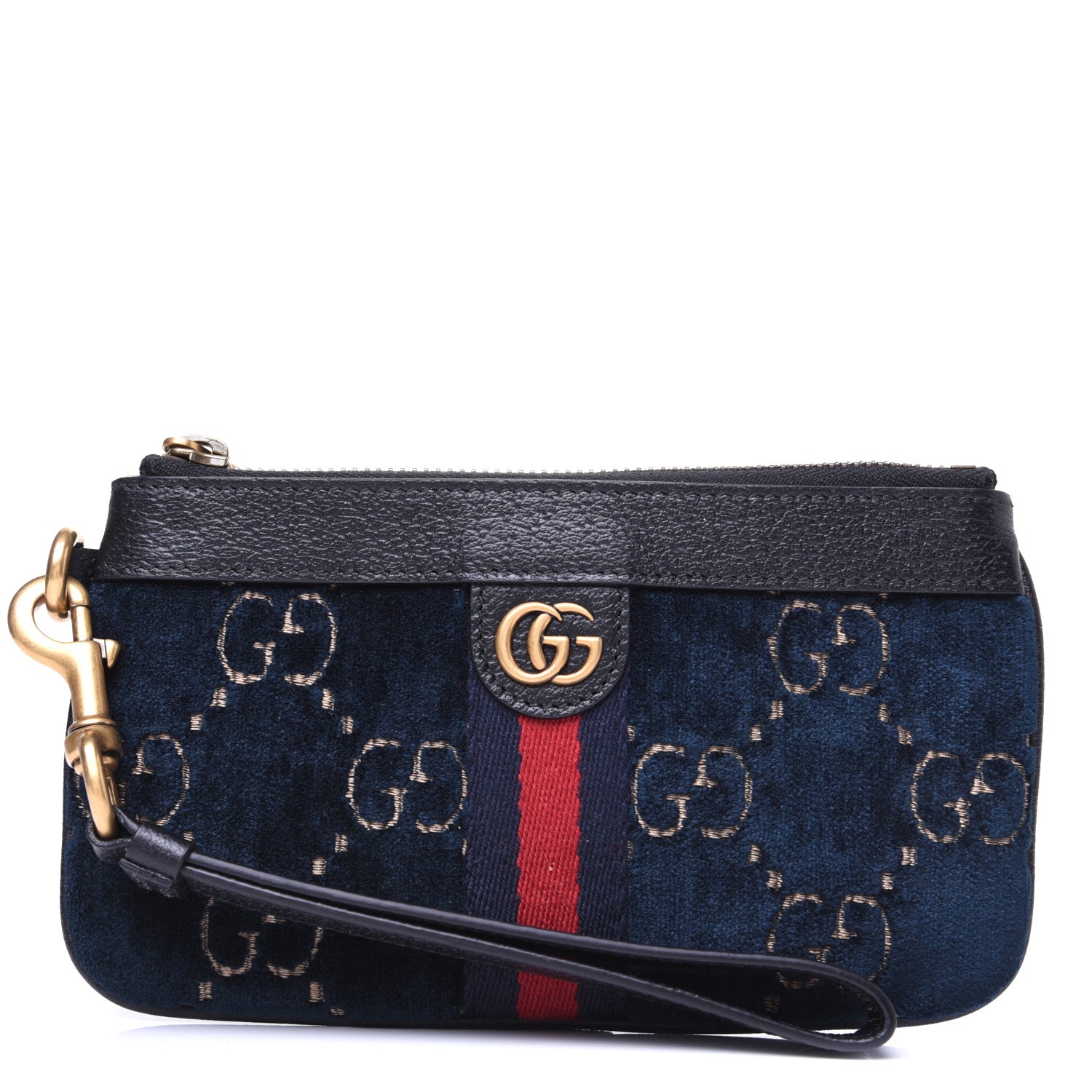 Gucci Velvet GG Monogram Textured Calfskin Web Smartphone Case Blue Beige Black 1 of 10