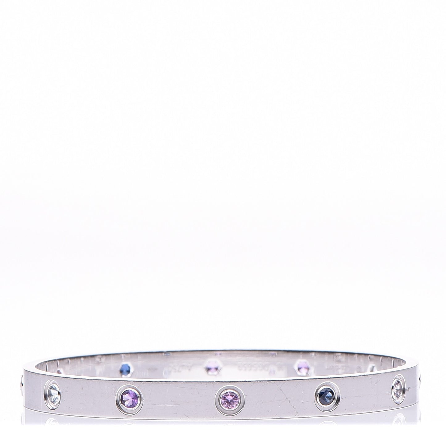 18K White Gold Aquamarine Sapphire Spinel Amethyst LOVE Bracelet 18