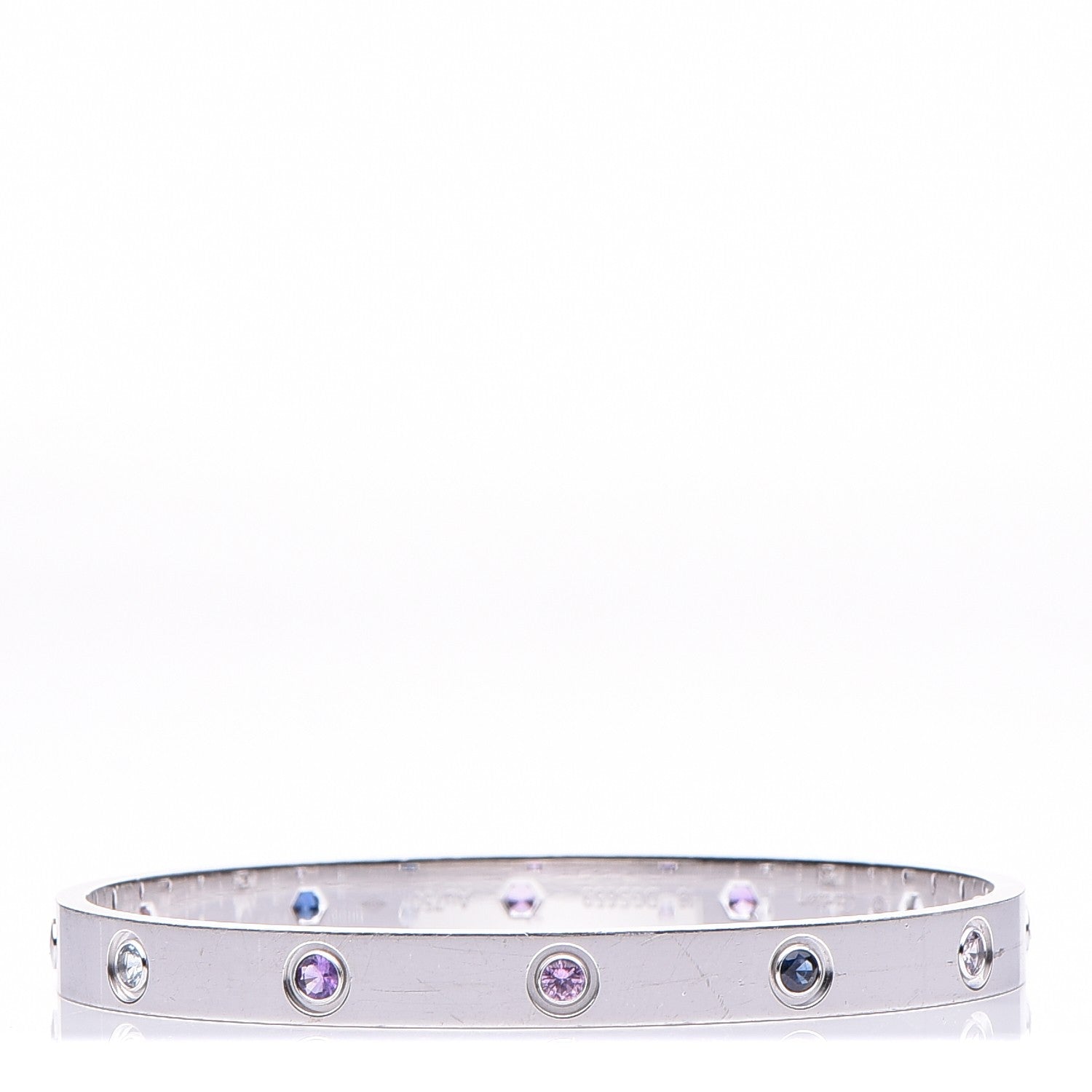 Cartier 18K White Gold Aquamarine Sapphire Spinel Amethyst LOVE Bracelet 18 3 of 7