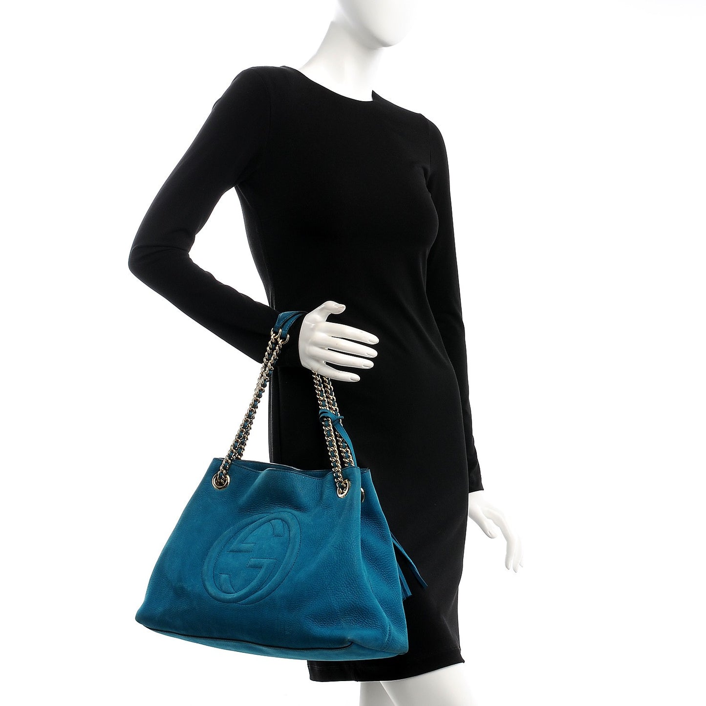 Vitello Range Medium Soho Chain Shoulder Bag Deep Cobalt