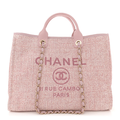 Chanel Straw Lurex Medium Deauville Tote Pink 1 of 11