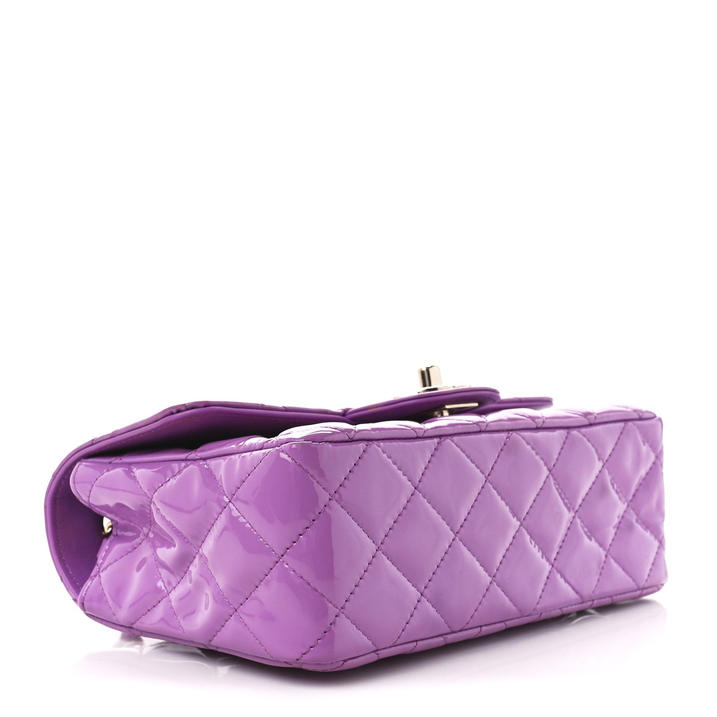 Patent Quilted Mini Rectangular Flap Purple