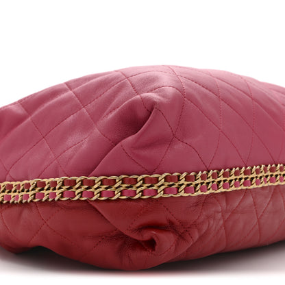 Chanel Calfskin Quilted Coco Shelter Bowling Bag Dark Pink Red 9 of 11