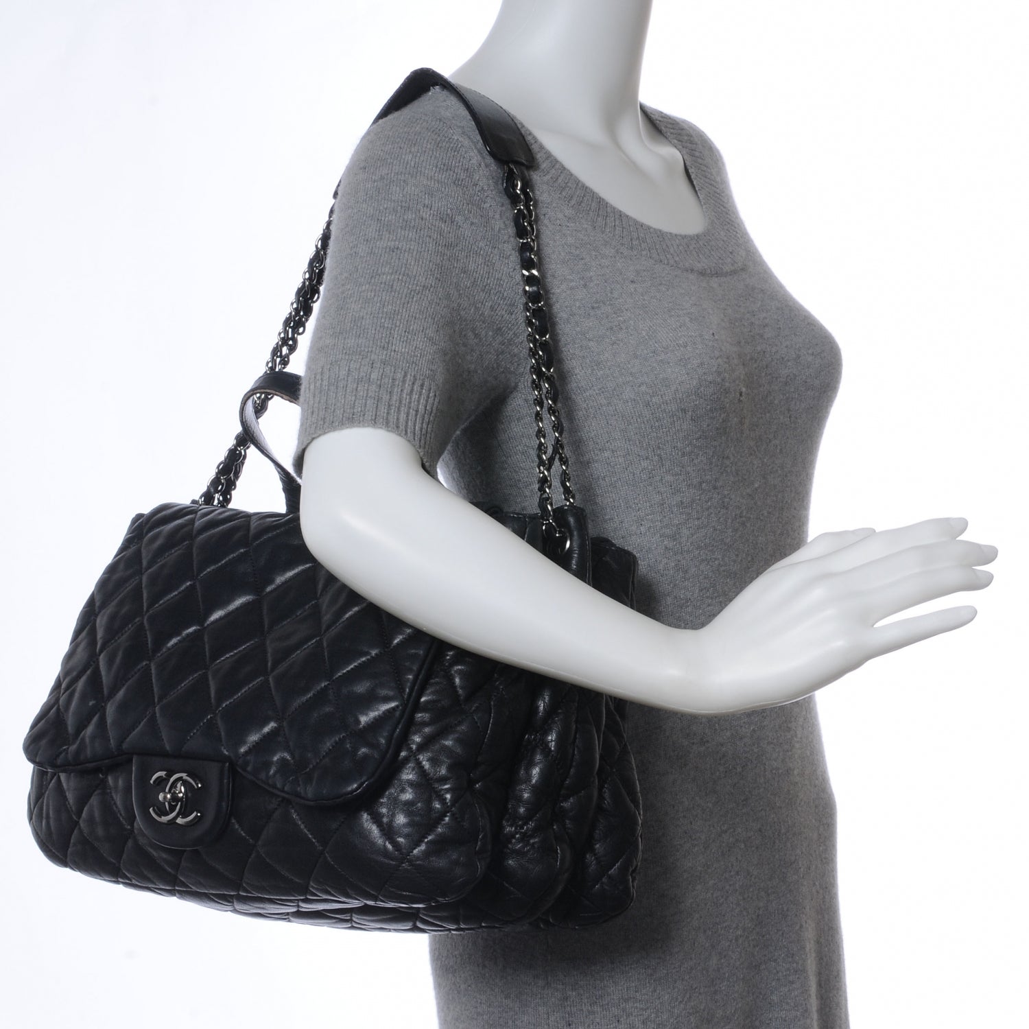 Chanel Lambskin Quilted Chanel 3 Maxi Tote Black 2 of 8