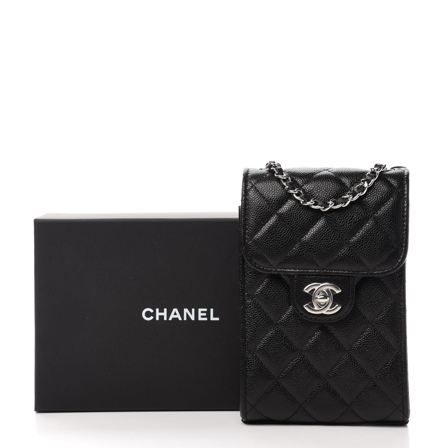 Caviar Quilted Classic Phone Holder Black
