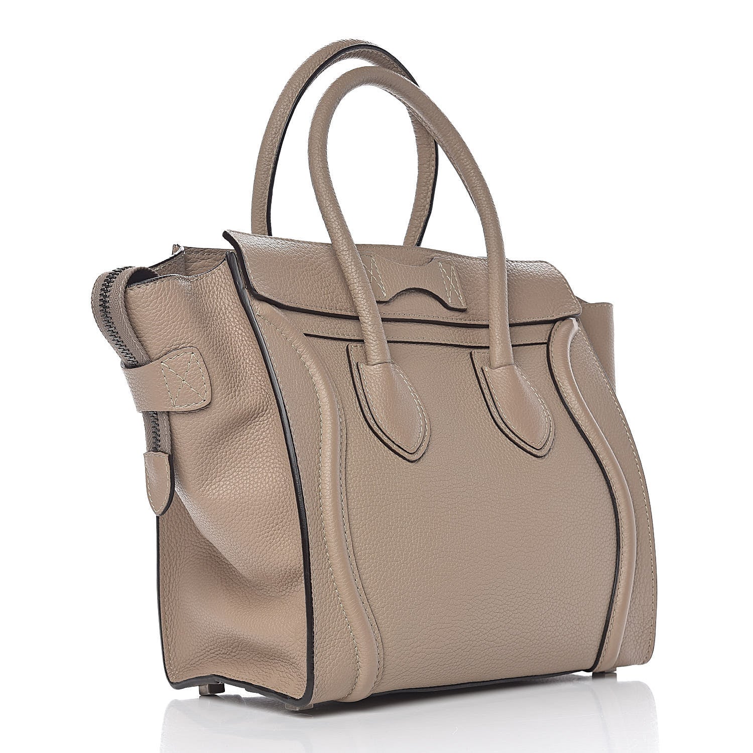 Celine Drummed Calfskin Micro Luggage Dune 3 of 12