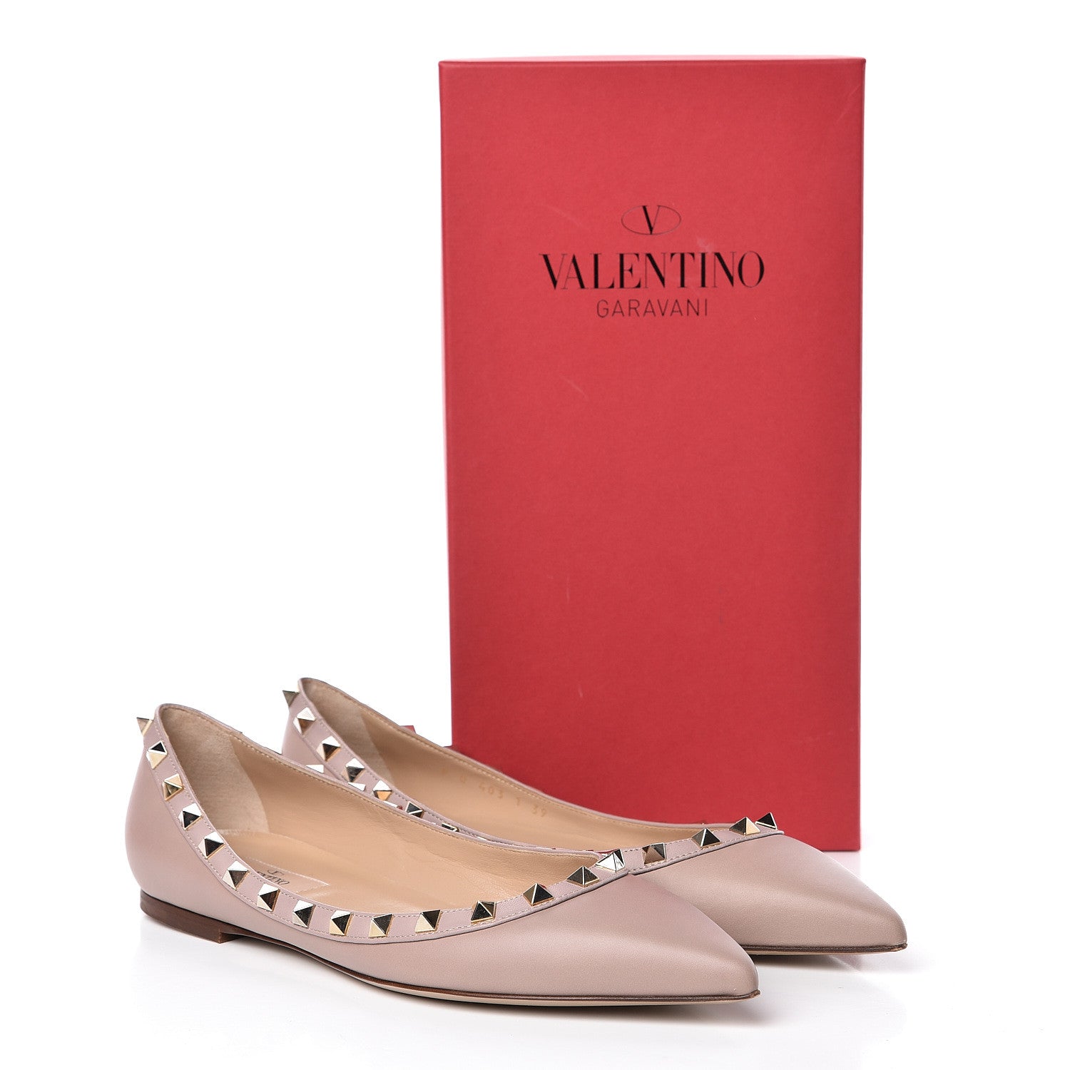 Valentino Garavani Nappa Rockstud Ballerina Flats 39 Poudre 9 of 9