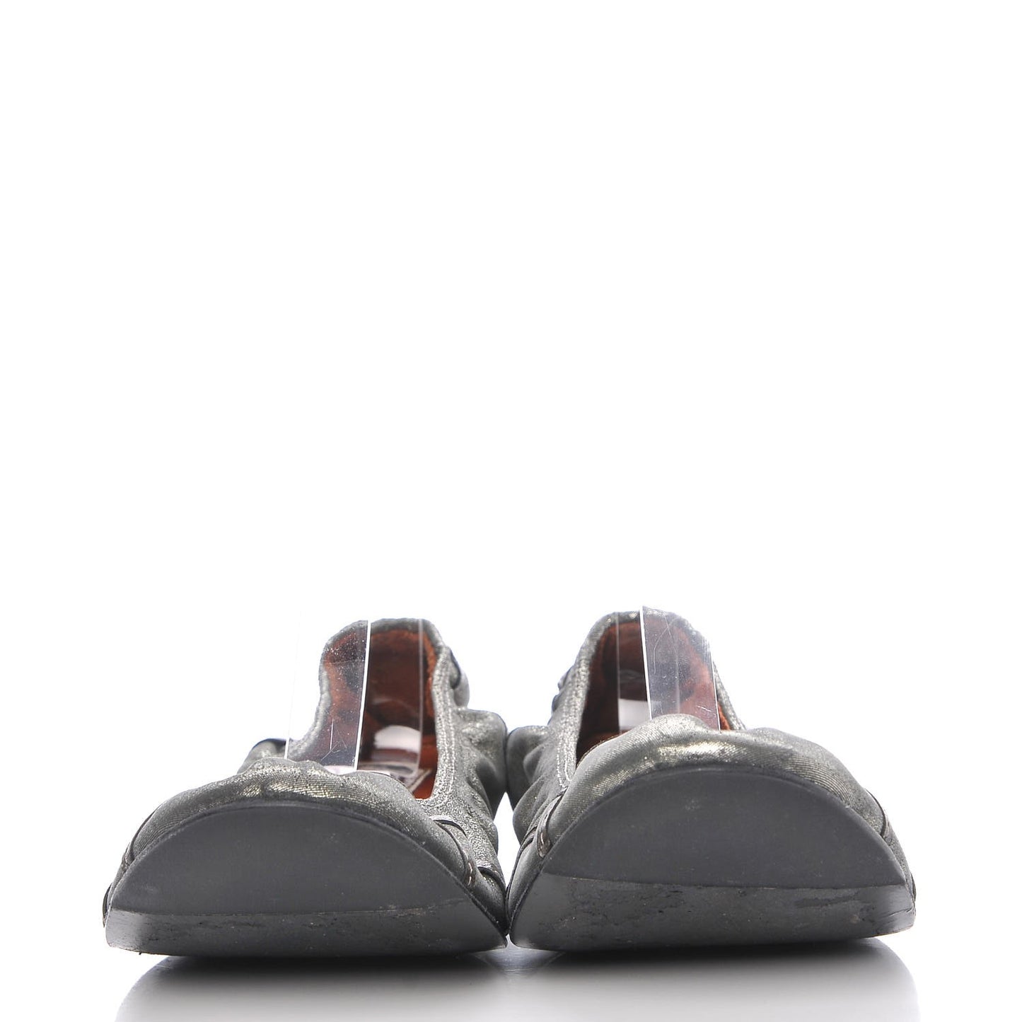 Metallic Lambskin Elastic Ballet Flats 39 Dore Argent