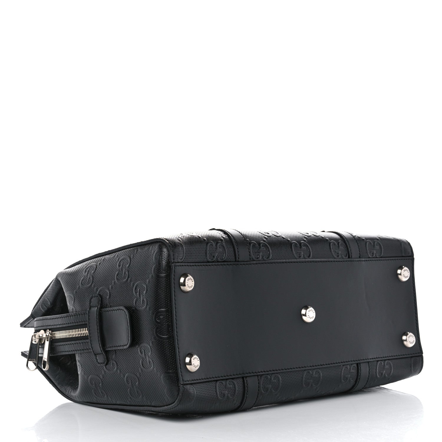 Gucci Calfskin GG Tennis Embossed Tote Bag Black 4 of 10