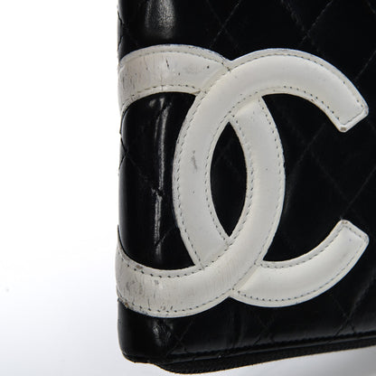 Chanel Calfskin Cambon Zip Around Organizer Wallet Black White 7 of 12