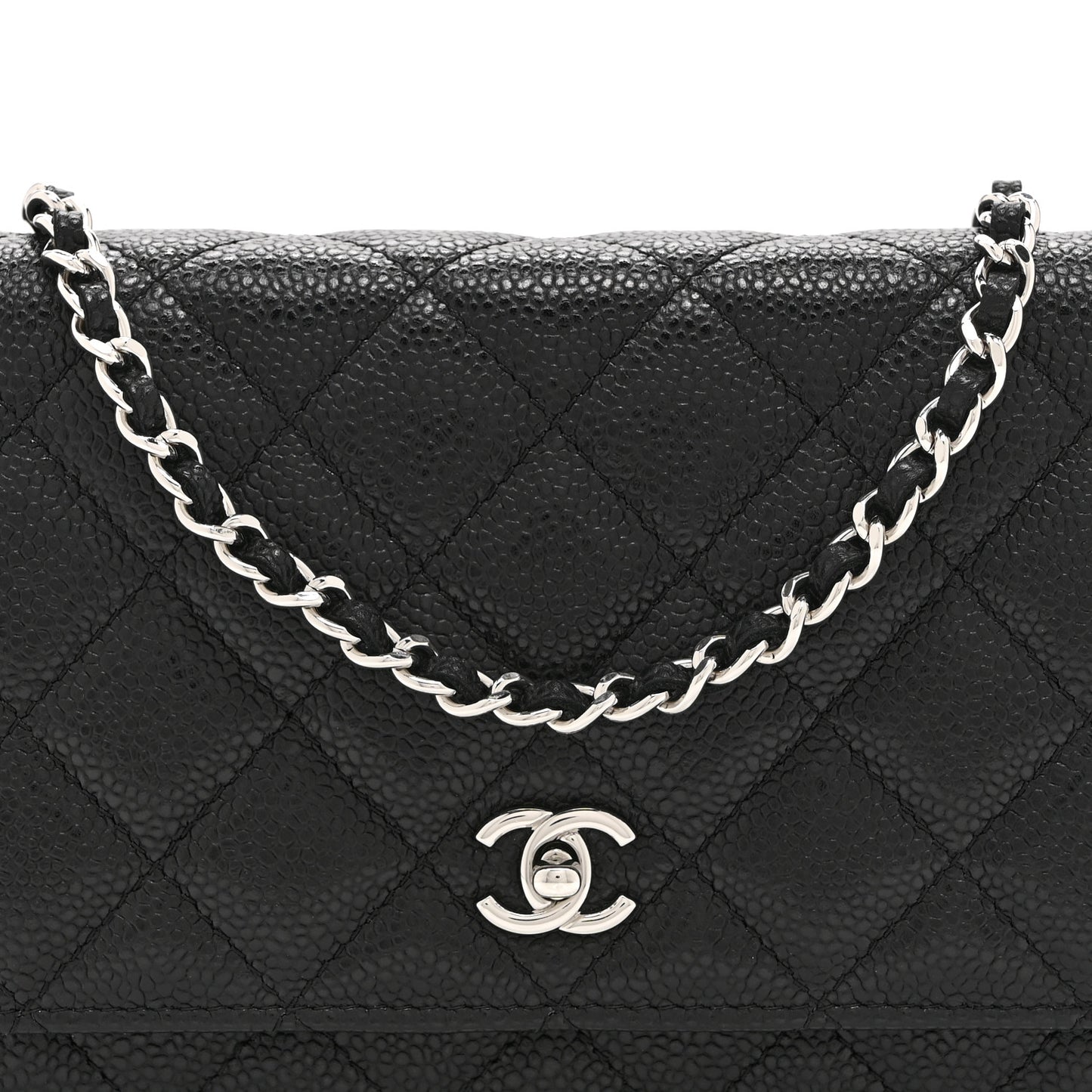 Caviar Quilted CC Turnlock Wallet On Chain WOC Black