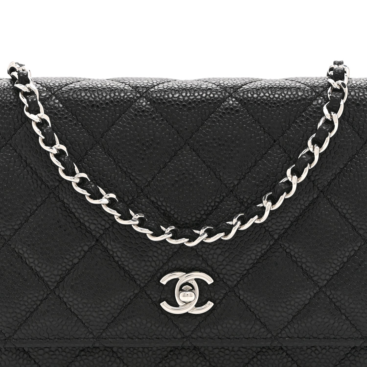 Chanel Caviar Quilted CC Turnlock Wallet On Chain WOC Black 9 of 11