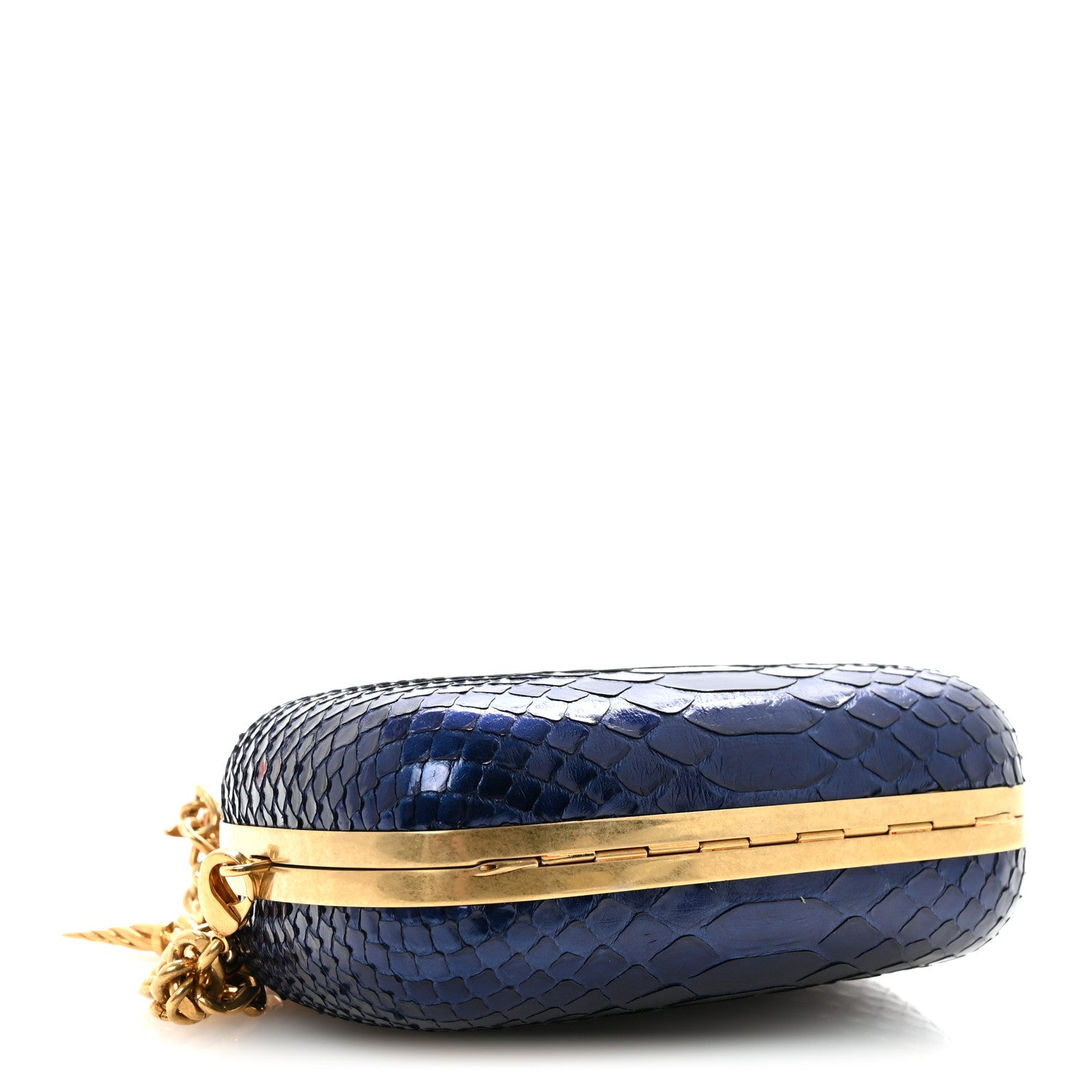 Alexander McQueen Snakeskin Knuckle Box Clutch Blue 4 of 9