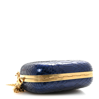 Alexander McQueen Snakeskin Knuckle Box Clutch Blue 4 of 9