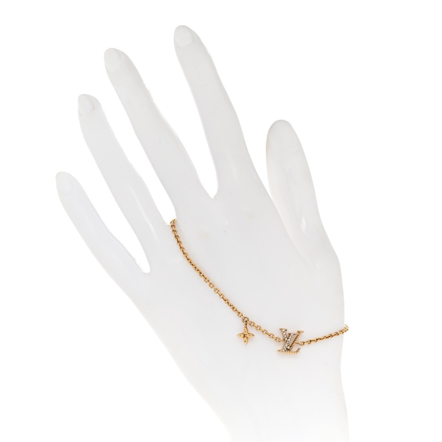 Louis Vuitton Metal Crystal LV Iconic Bracelet Gold 2 of 6