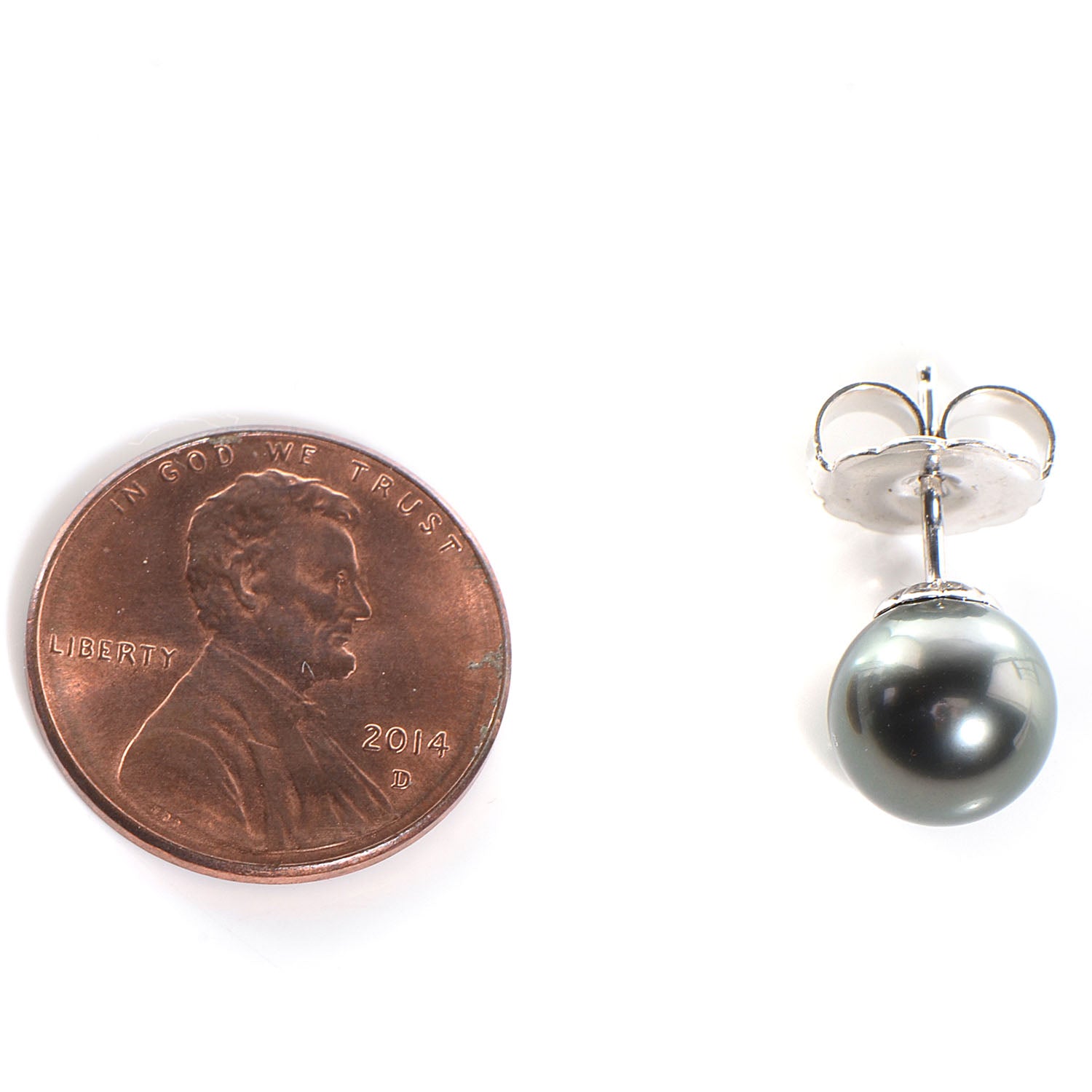 Mikimoto 18K White Gold Black South Sea Pearl 9mm Stud Earrings 2 of 4