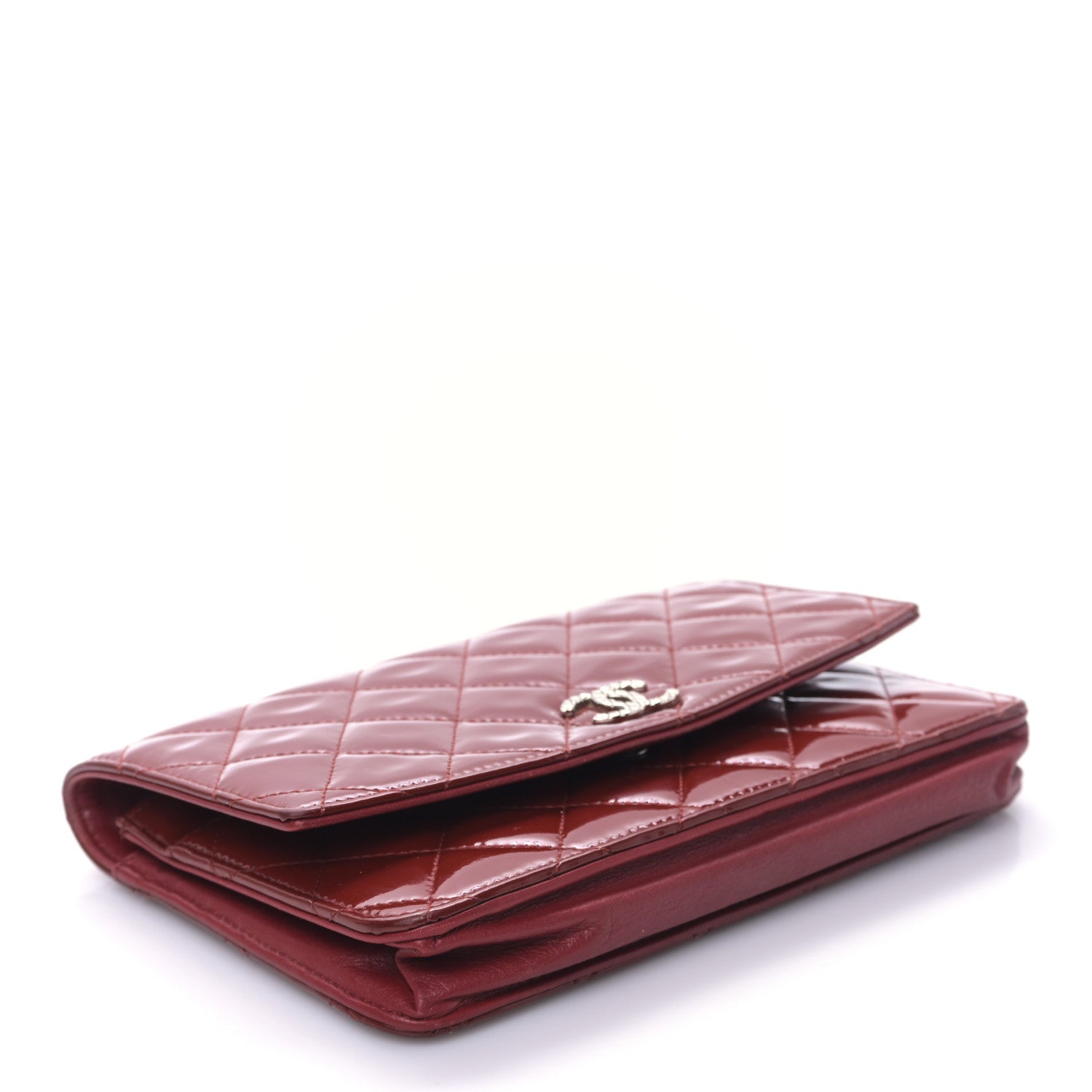 Chanel Patent Quilted Brilliant Wallet On Chain WOC Red 4 of 11