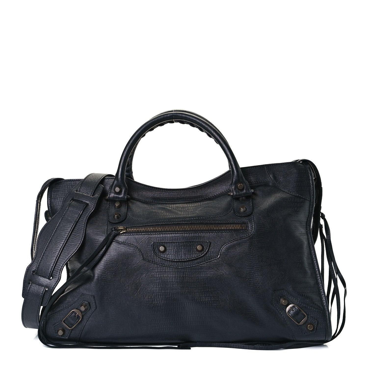 Balenciaga Calfskin Lizard Embossed Classic Hardware City Black 1 of 14