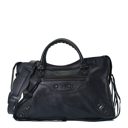 Balenciaga Calfskin Lizard Embossed Classic Hardware City Black 1 of 14