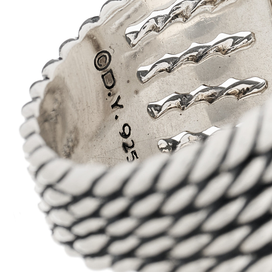 David Yurman Sterling Silver Diamond Moon Quartz 20mm Wheaton Ring 55 7.25 5 of 5