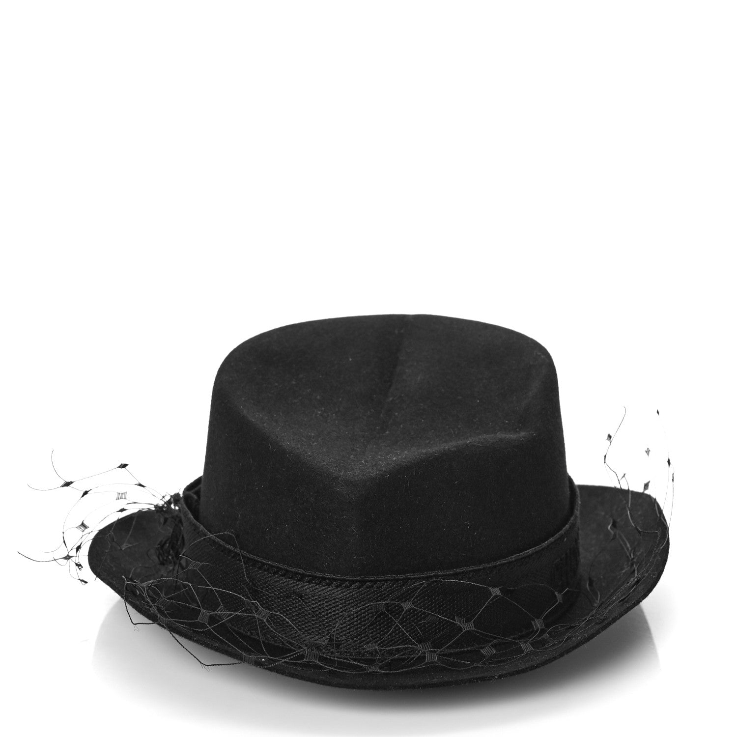 Christian Dior Rabbit Felt Veil Hat 57 Black 4 of 6